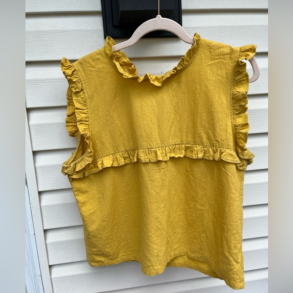 TOIT VOLANT SASHA RUFFLE LADIES YELLOW BLOUSE-L -RARE! - Picture 9 of 9